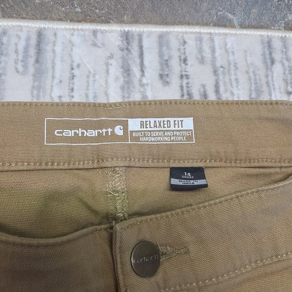 Carhartt Women's Carpenter Pants Tan Original Fit Straight Leg Sz 14 - Picture 4 of 13